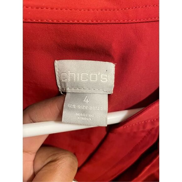 Chicos Tunic Womens 4 (20-22W) Epaulette-Detail Brick Red Drapey Flowy Career - Picture 4 of 7